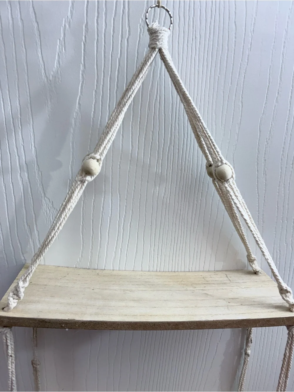 🔥🏷️Macrame Wall Hanging Shelf  2 Tiers Boho Wall Decor Floating 12x4x31